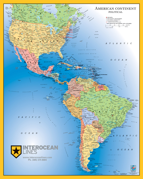 NORTH & SOUTH AMERICA MAP